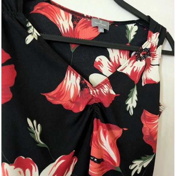 Vintage 90s Naf Naf Floral‎ Red Black Tank Top Size Medium - Picture 3 of 8